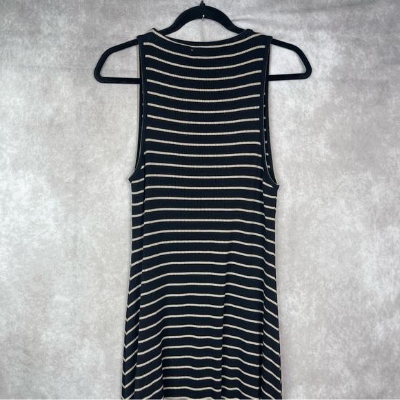Proenza Schouler White Label Striped Ribbed-Knit Sleeveless Dress In Black Sz L - Picture 5 of 10